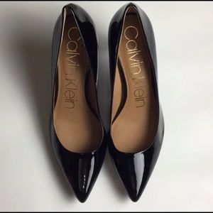 Calvin Klein Gayle Pumps Patent Leather Black Sz 9